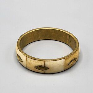 Vintage Bone and Brass Bangle Bracelet